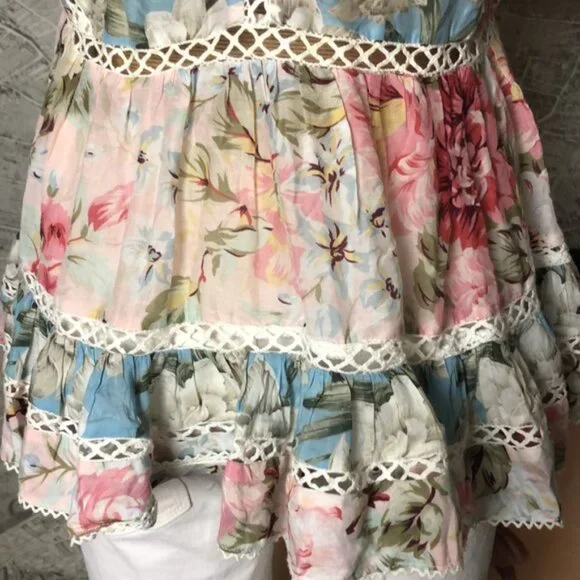 Zimmerman Floral Lace Trim Women Top Size 3 - Picture 8 of 14